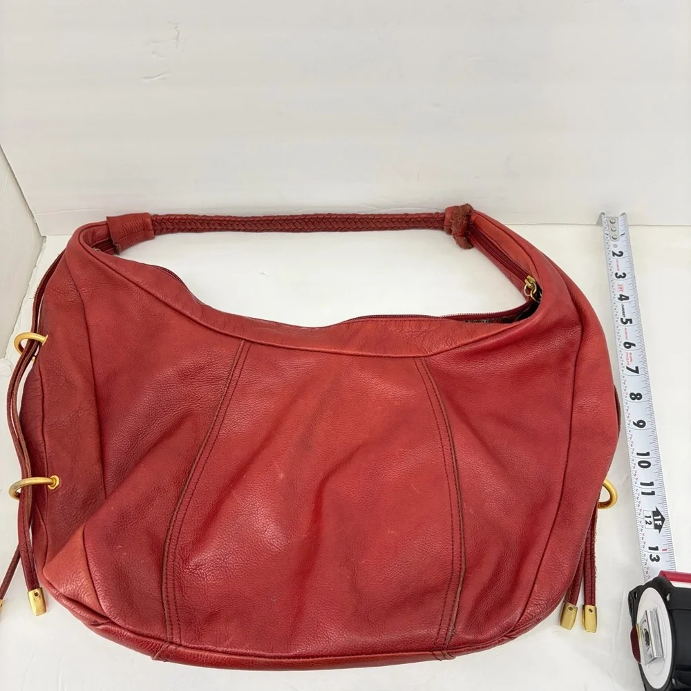 Allison Scott Red Leather Hobo Bag
